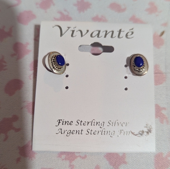 Vivante Silver and Blue Earrings - Picture 1 of 4